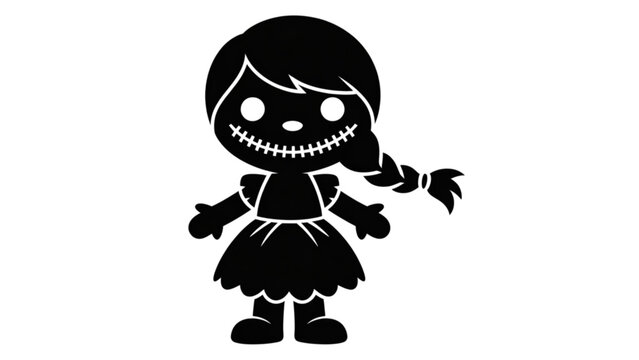 Black and white silhouette of a person swinging on a swing set Vector