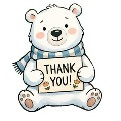 Fototapeta premium Teddy bear holding balloons and gift in cute cartoon style