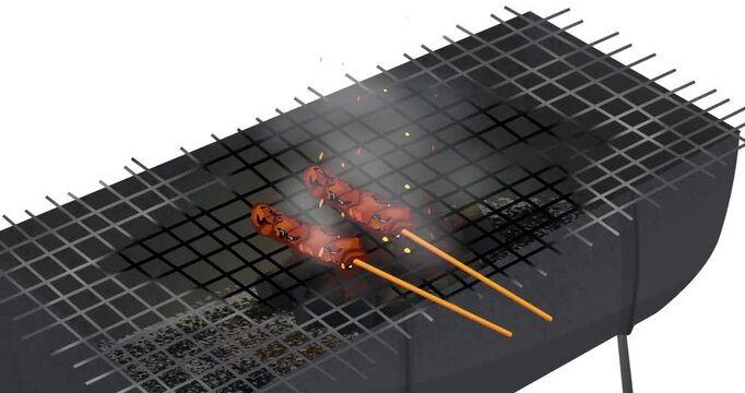 barbecue grill with flames