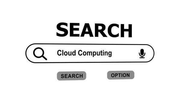 Cloud Computing Search Bar Interface with Microphone and Search Option Buttons on 4k 3D background animation