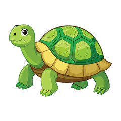 Obraz premium Cheerful green turtle vector mascot in flat design style.