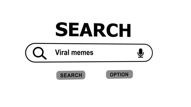 Viral meme search concept with microphone and search bar on white background viral memes microphone internet search 4k 3D background animation