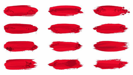 Fototapeta premium red brush strokes and paint texture elements grunge graphic details vector artistic design for creative projects
