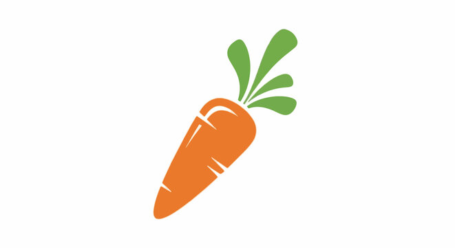 A simple, stylized orange carrot with a green leafy top