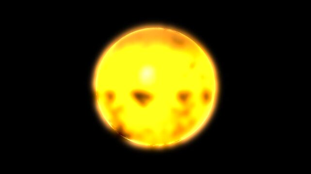 sun. spinning planet. rotating burning sphere on black background video