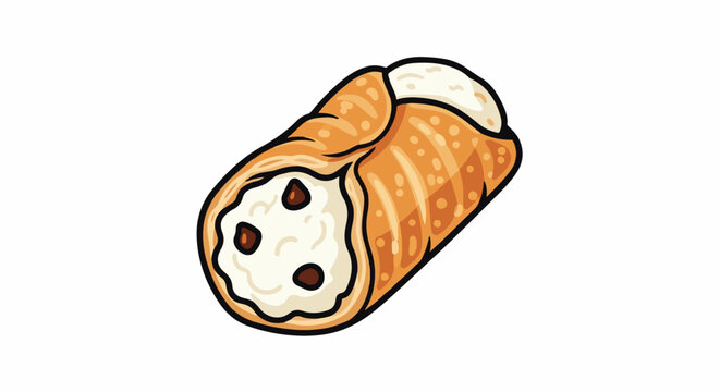 A sweet, crunchy cannoli pastry filled with creamy filling and chocolate chips