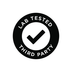 Lab tested third party vector illustration of a validated seal with checkmark © RihamTeam