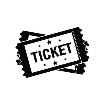 Illustration of vector ticket icon with stars and perforated edges for events and attractions