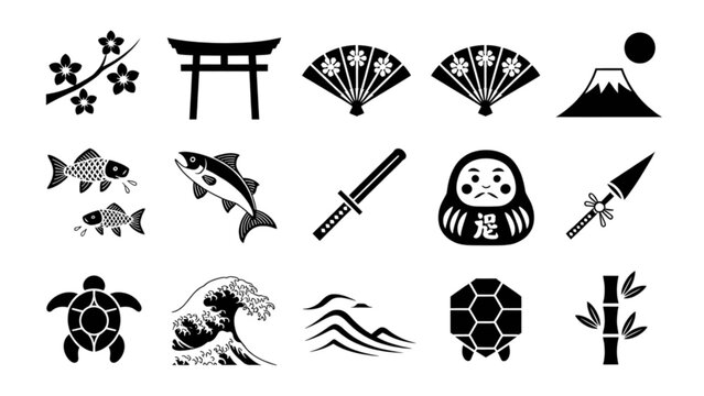 Group of five stick figure people standing side by side in black and white Vector