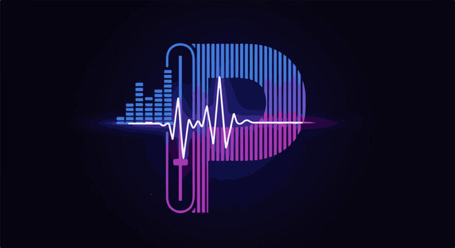 Abstract digital art depicting a waveform within a stylized letter P
