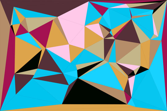 Abstract low polygon triangulation style with warm colors creating geometric background design.