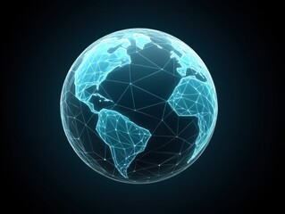 Obraz premium Glowing Digital Earth Globe with Network Connections and Bright Lines Representing Technology and Global Communication