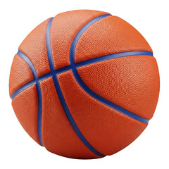 Fototapeta premium A classic orange basketball with blue stitching detail isolated on transparent background