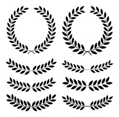 Obraz premium Collection of Laurel Wreaths and Branches for Awards and