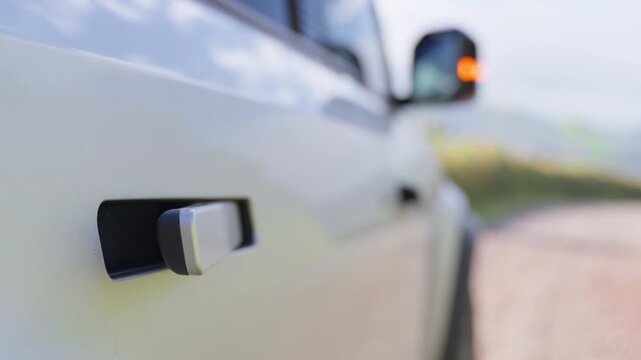 Modern electric car flush door handle extending