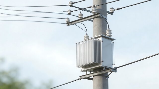 Electricity transformer on utility pole