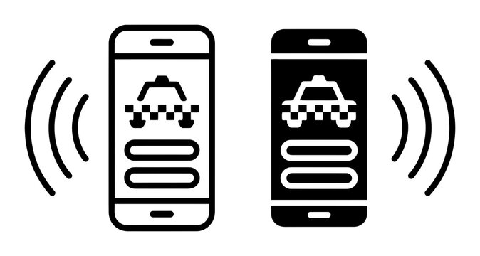 Taxi App Light and Dark Mode, Showing Taxi and Signal Waves