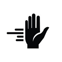 Obraz premium Illustration of vector hand with palm facing forward and lines indicating motion or movement