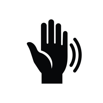 Illustration of vector hand with palm facing outward and sound waves