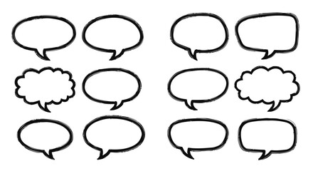 Fototapeta premium Black and white speech bubbles on clean background