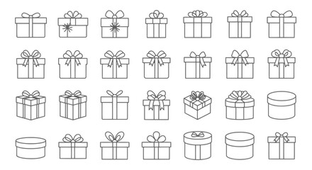 Fototapeta premium Collection of gift boxes with bows and ribbons