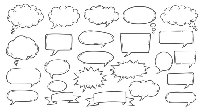 Collection of comic speech bubbles and text boxes