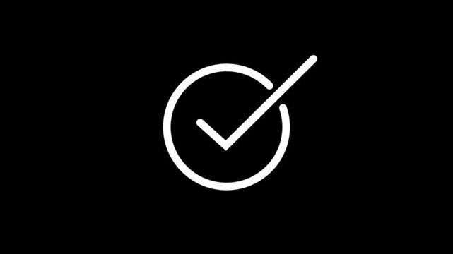 success checklist icon symbol footage animated video, looping tick icon simple animated video  black background.