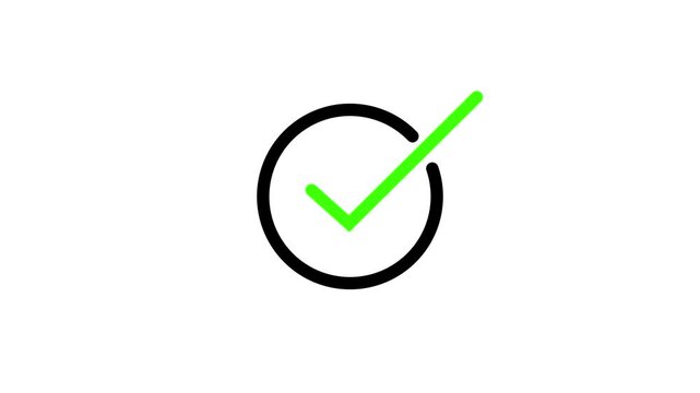 success checklist icon symbol footage animated video, looping tick icon simple animated video waith background.