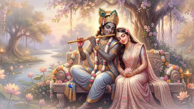 Radha Krishna Romantic Divine Art