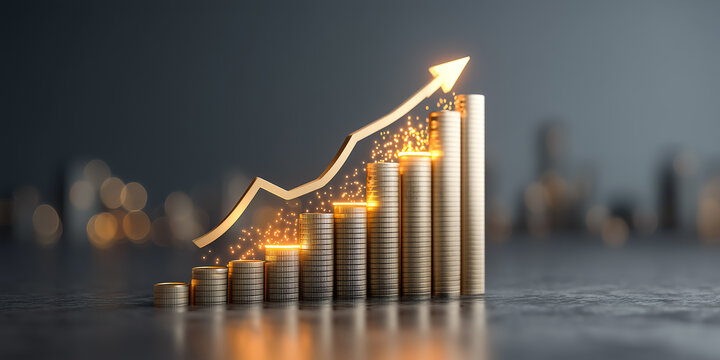 Flowing financial numbers forming rising revenue line graph representing total business income generated before operational costs