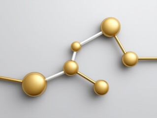 Obraz premium Abstract representation of molecular structure with golden and silver spheres on a clean white background