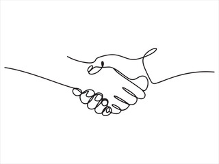 Minimalist continuous line art drawing of a handshake, Handshake Continuous Line Drawing, Business Agreement Partnership Concept Minimalist Line Art © Digital Designer