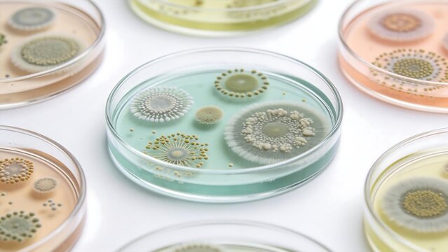 Petri dishes with bacterial cultures