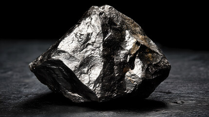 Naklejka premium Raw nickel mineral crystals on the black shale exhibit metallic reflections, showcasing strategic mineral resources and industrial clean energy materials.