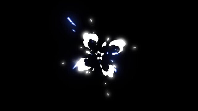 Splash FX smoke burst explosion, flash spark energy shape, shiny spark blast elements, 2D hand drawn smoke sparkle, magic cartoon flash sparks explosion on black screen background.