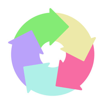 Five Pastel Color Circular Arrow Icons Cycle and Process Symbol for Business. Vector Illustration.