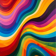 Obraz premium A colorful abstract artwork featuring wavy lines
