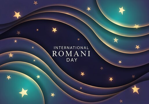 International romani day celebration with starry night background