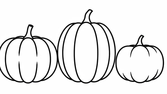 Three Pumpkins in a Row Illustration.