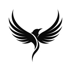 Fototapeta premium Bird of flying vector logo illustration black and white 