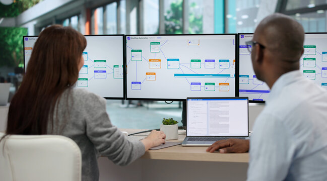Young Manager And Consultant Using Digital Workflow Software