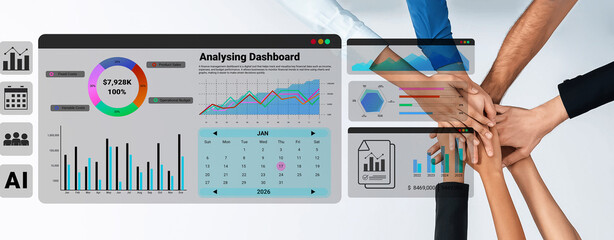 Finance dashboard with charts, calendar, and performance metrics for business cost management and analysis Parse © InfiniteFlow
