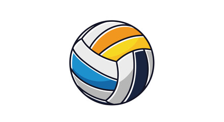 Fototapeta premium Professional volleyball with a distinct blue yellow and white color pattern isolated on a clean white background for sports equipment.