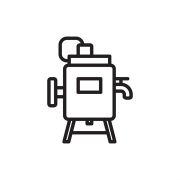 Industrial pasteurizer icon symbolizing food safety tech, represents thermal processing hardware, liquid stabilization tools, heat exchanger systems, dairy production gear, pathogenic control units.