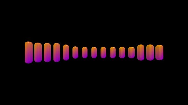 Colorful 3D sound equalizer bars animation with vibrant gradient. Ideal for music visualizer and audio technology themes.
