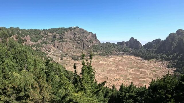 Volcanic crater of Cova de Paul transformed into fertile farmland