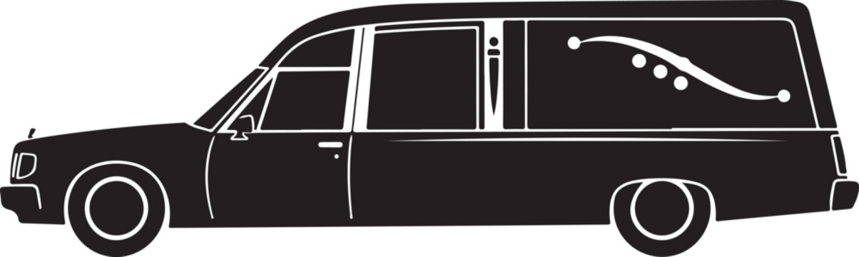 Hearse car vector illustration for funeral service and transportation of deceased with elegant design elements.