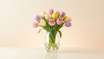 Fototapeta premium Elegant Tulip Arrangement Clean Background