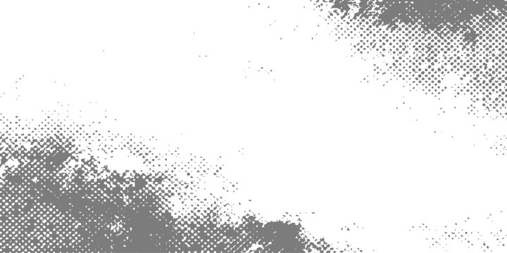 Vintage black and white abstract grunge background featuring a dirty ink splat pattern and floral nature silhouette design with a paint spray splatter border vector illustration