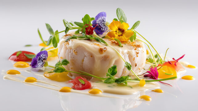 poached monkfish medallion with beurre sauce
